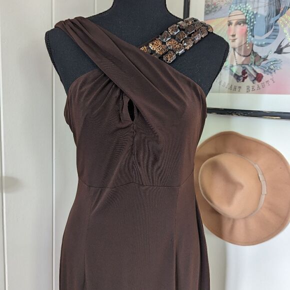 David Meister Criss-Cross Tortoiseshell Dress 8 Y2K Coquette Girl Whimsigoth - Picture 4 of 10